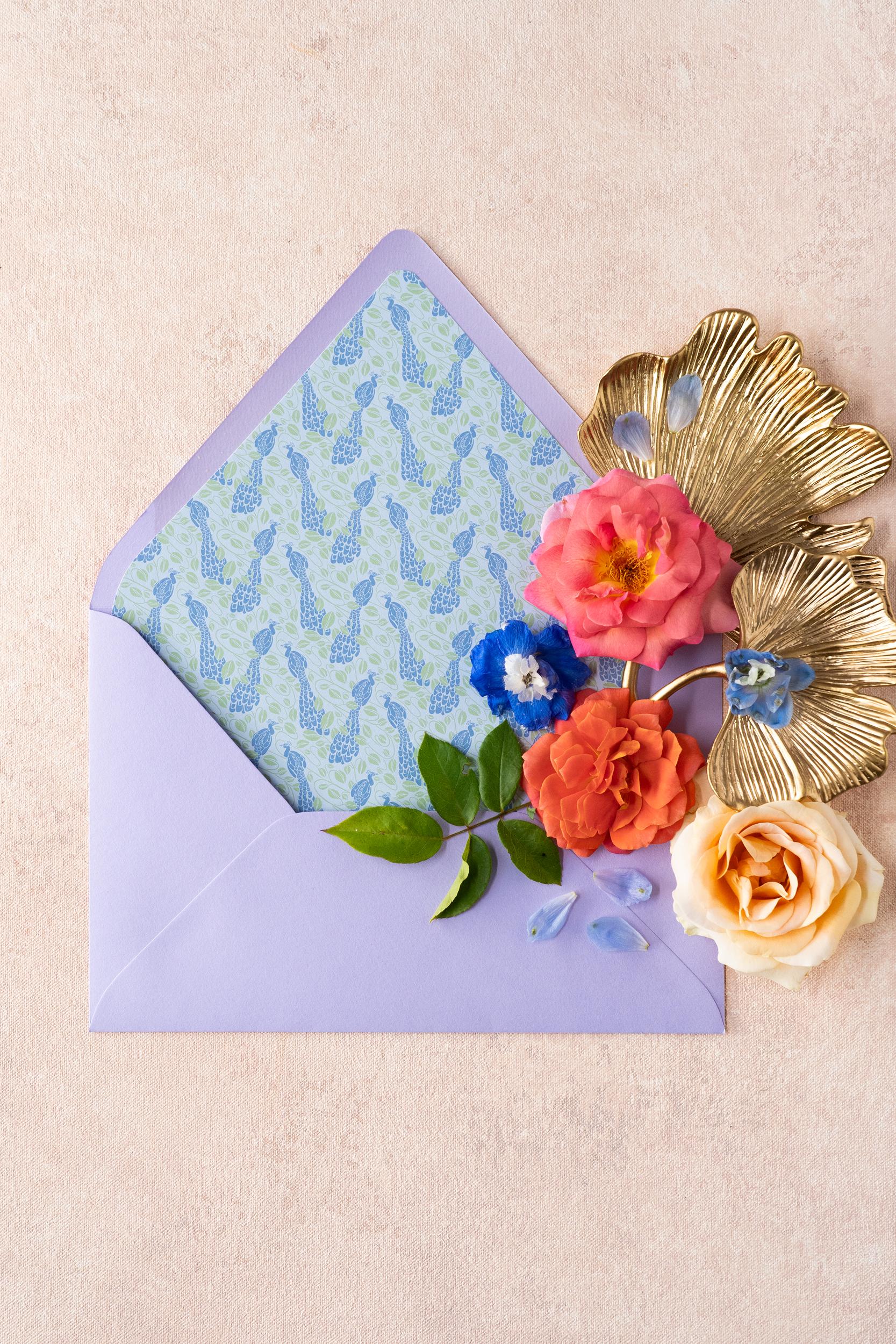 Colorful Art Nouveau wedding invitation envelope