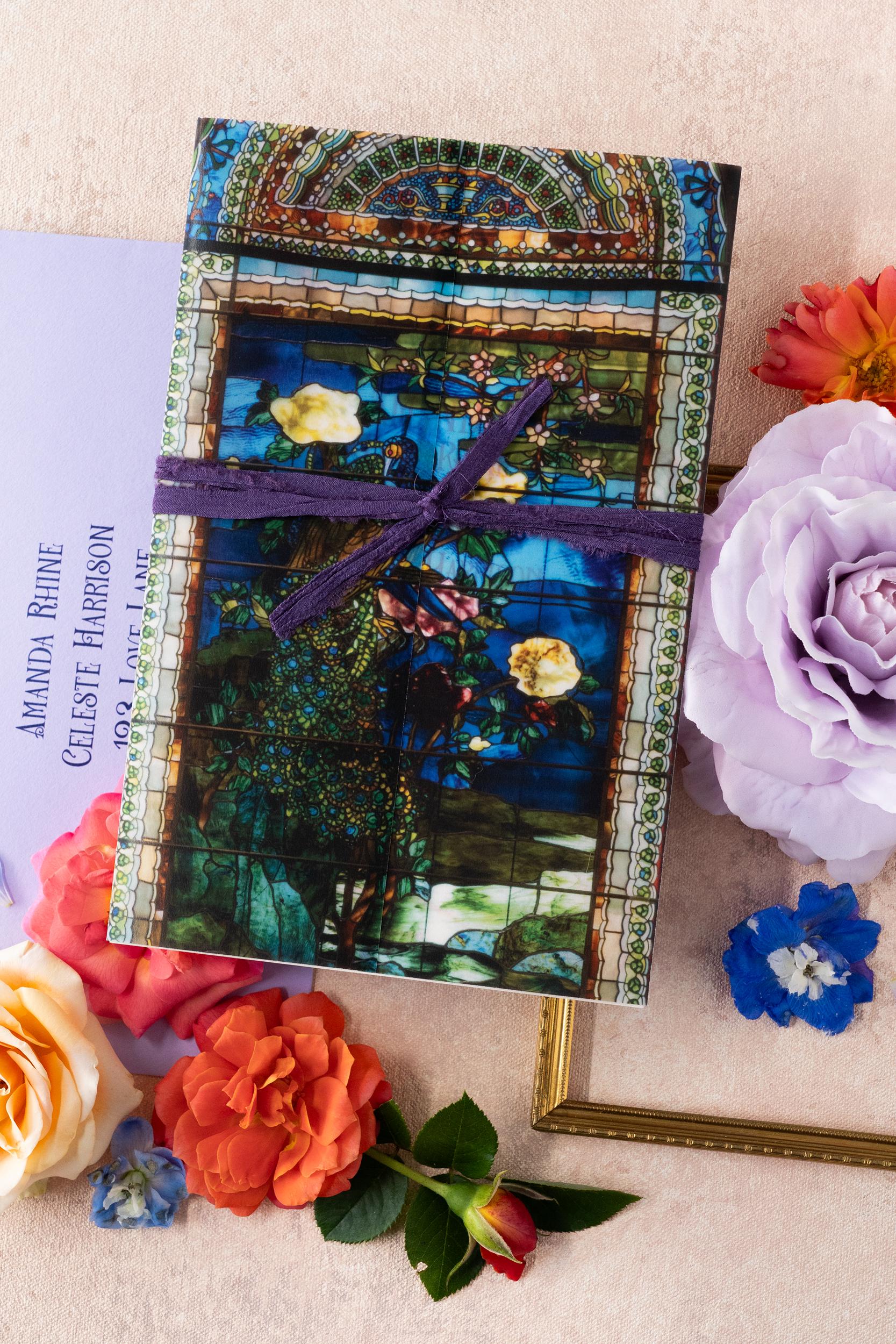 Colorful Art Nouveau wedding invitation suite