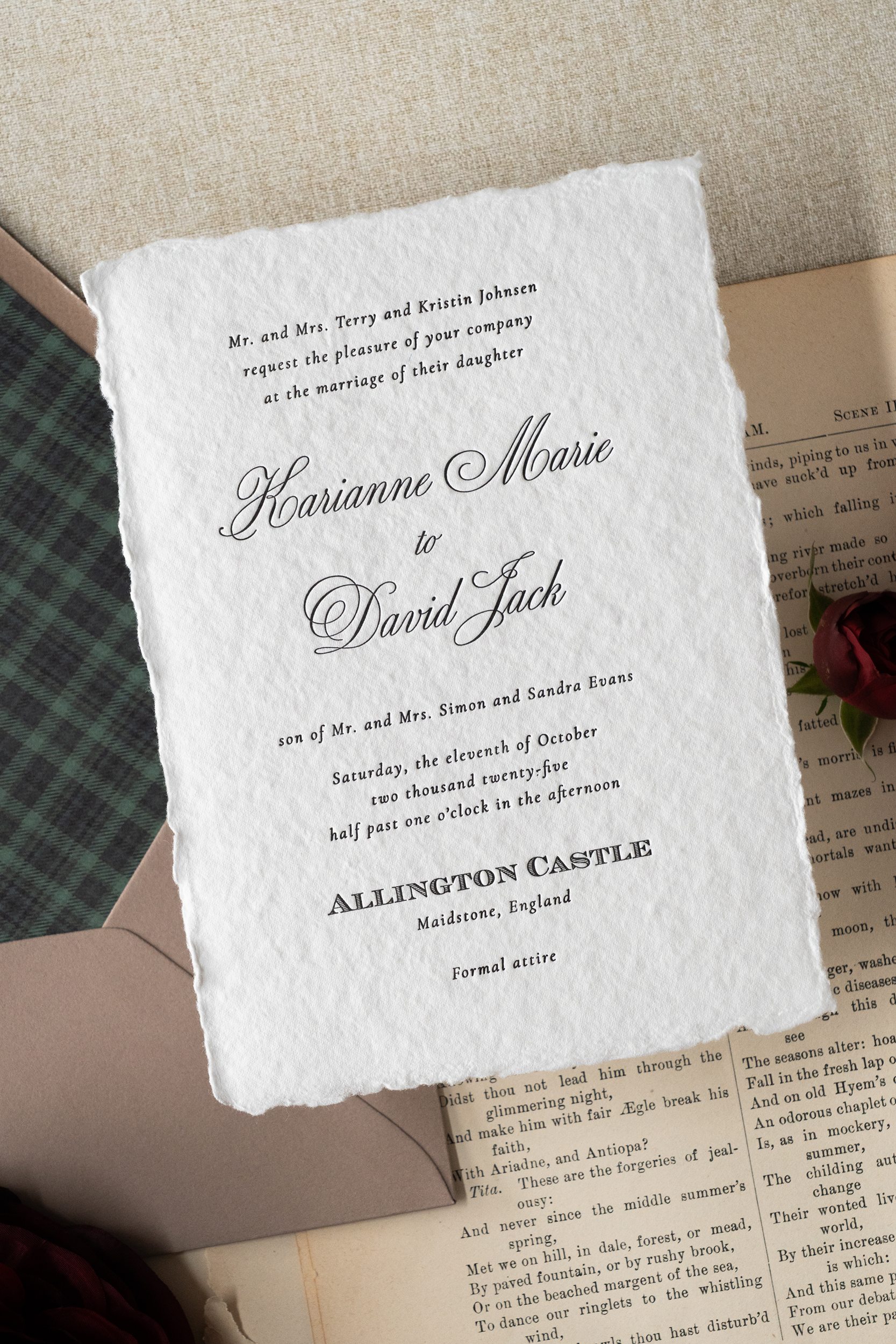 Vintage romantic wedding invitation