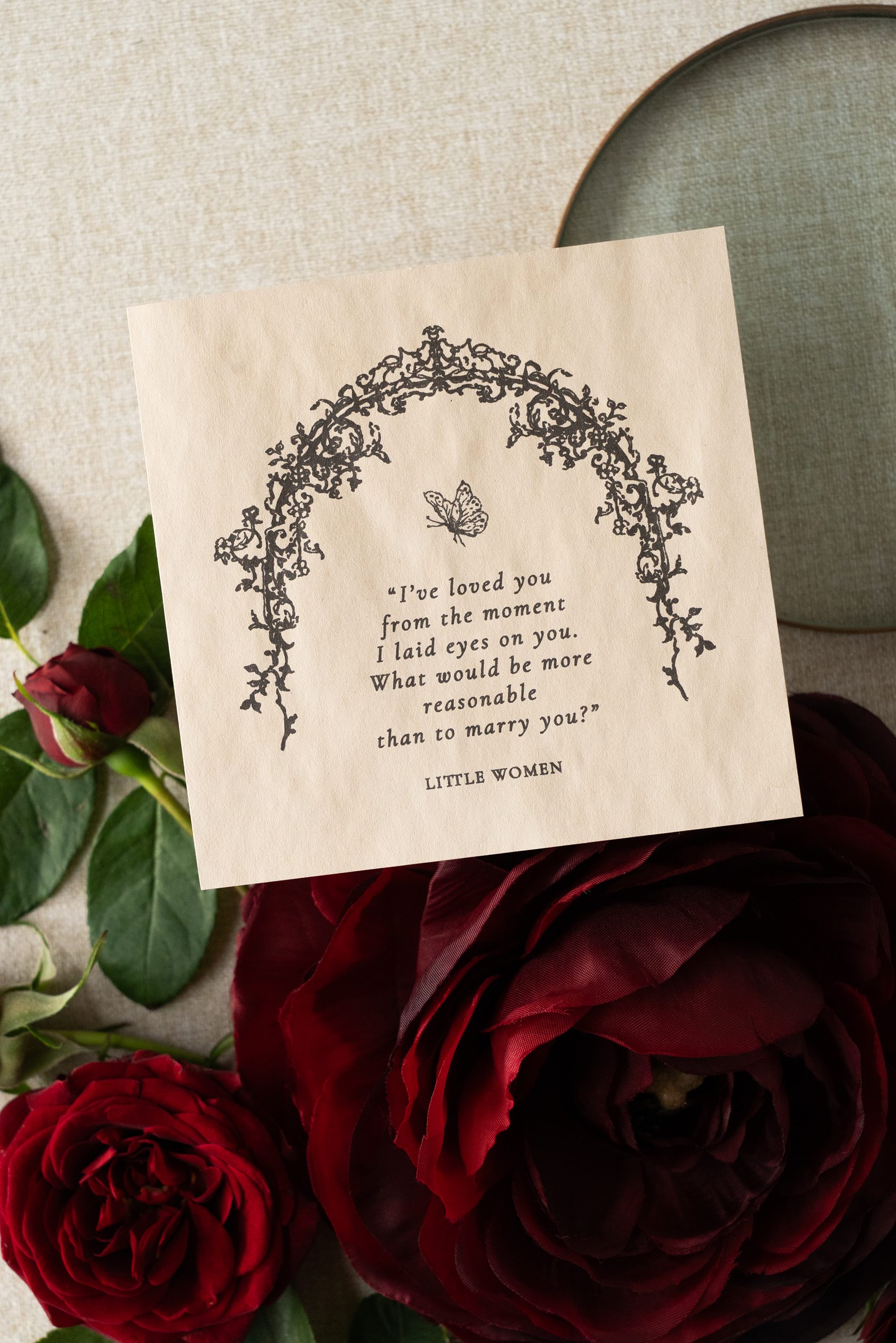 Vintage romantic wedding napkin