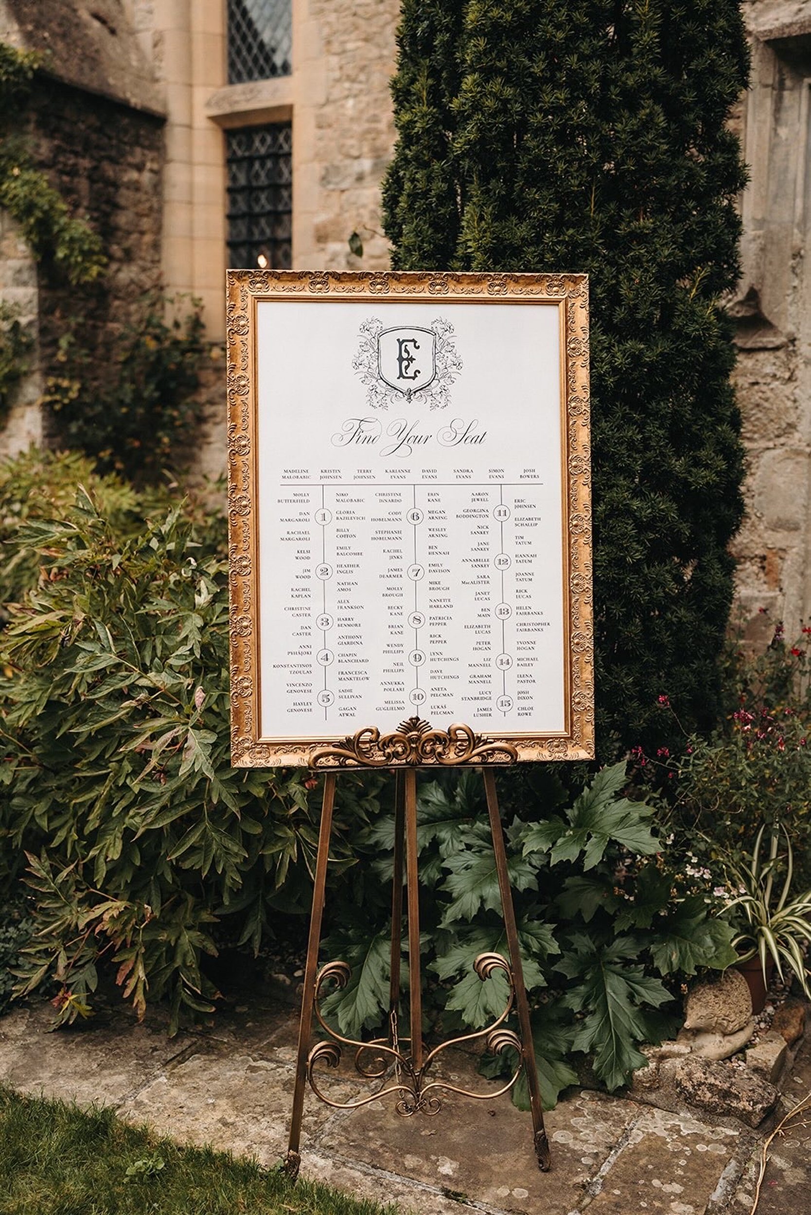 Vintage romantic wedding seating chart