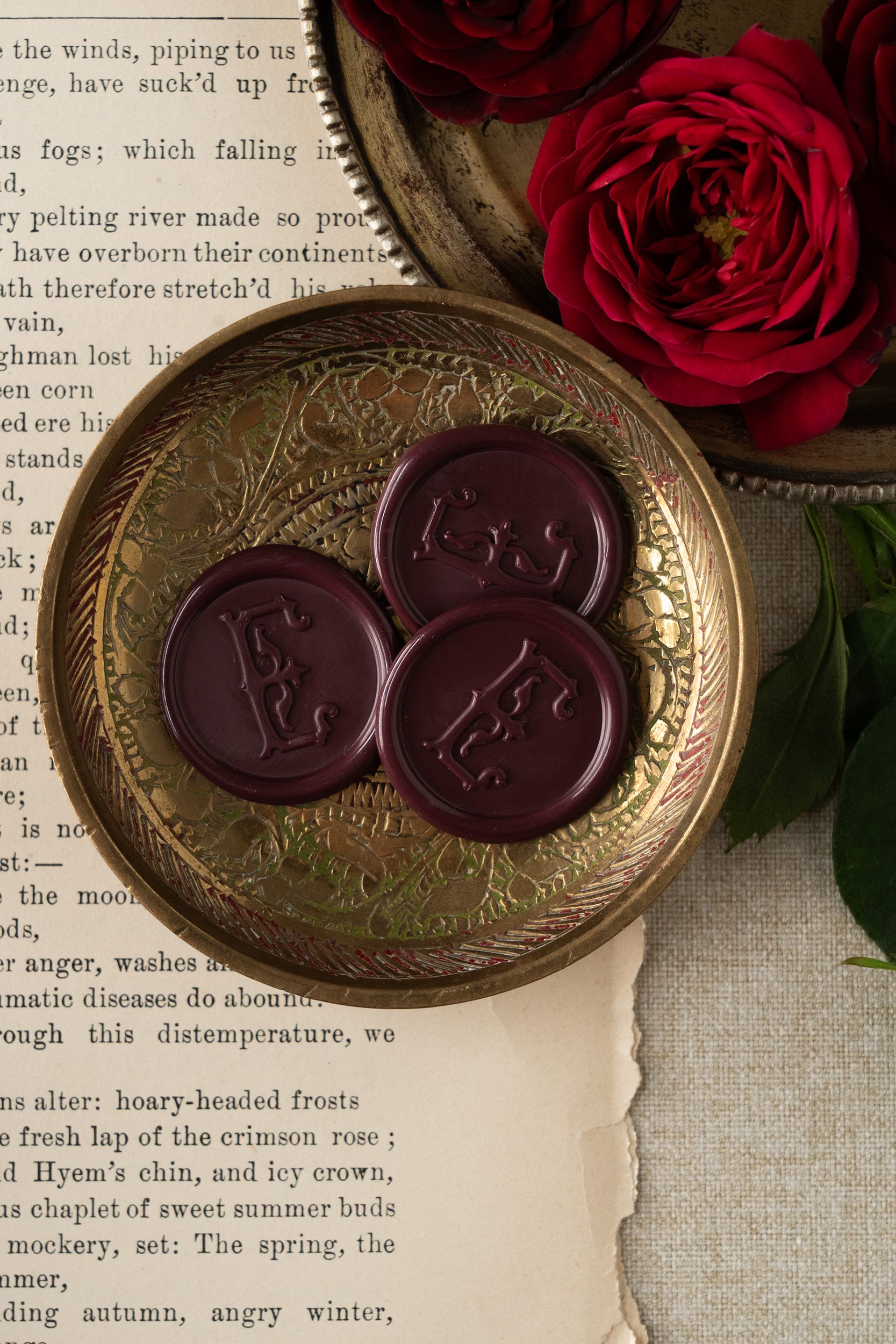 Vintage romantic wedding invitation wax seals