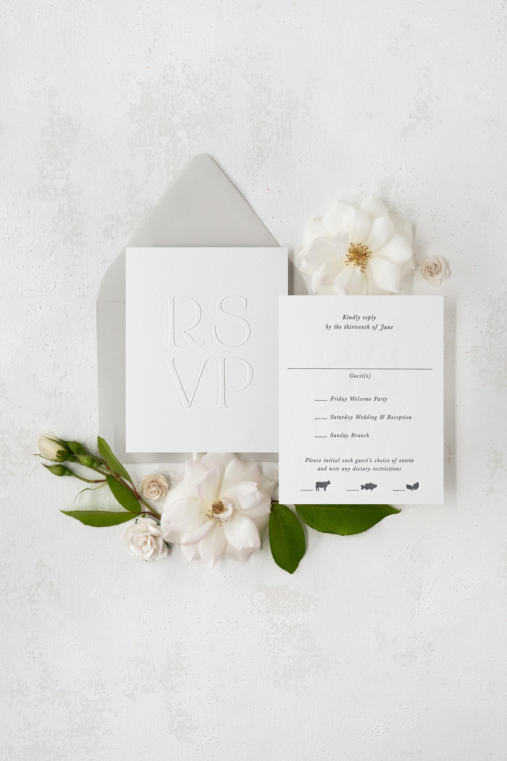 Romantic neutral wedding invitation suite