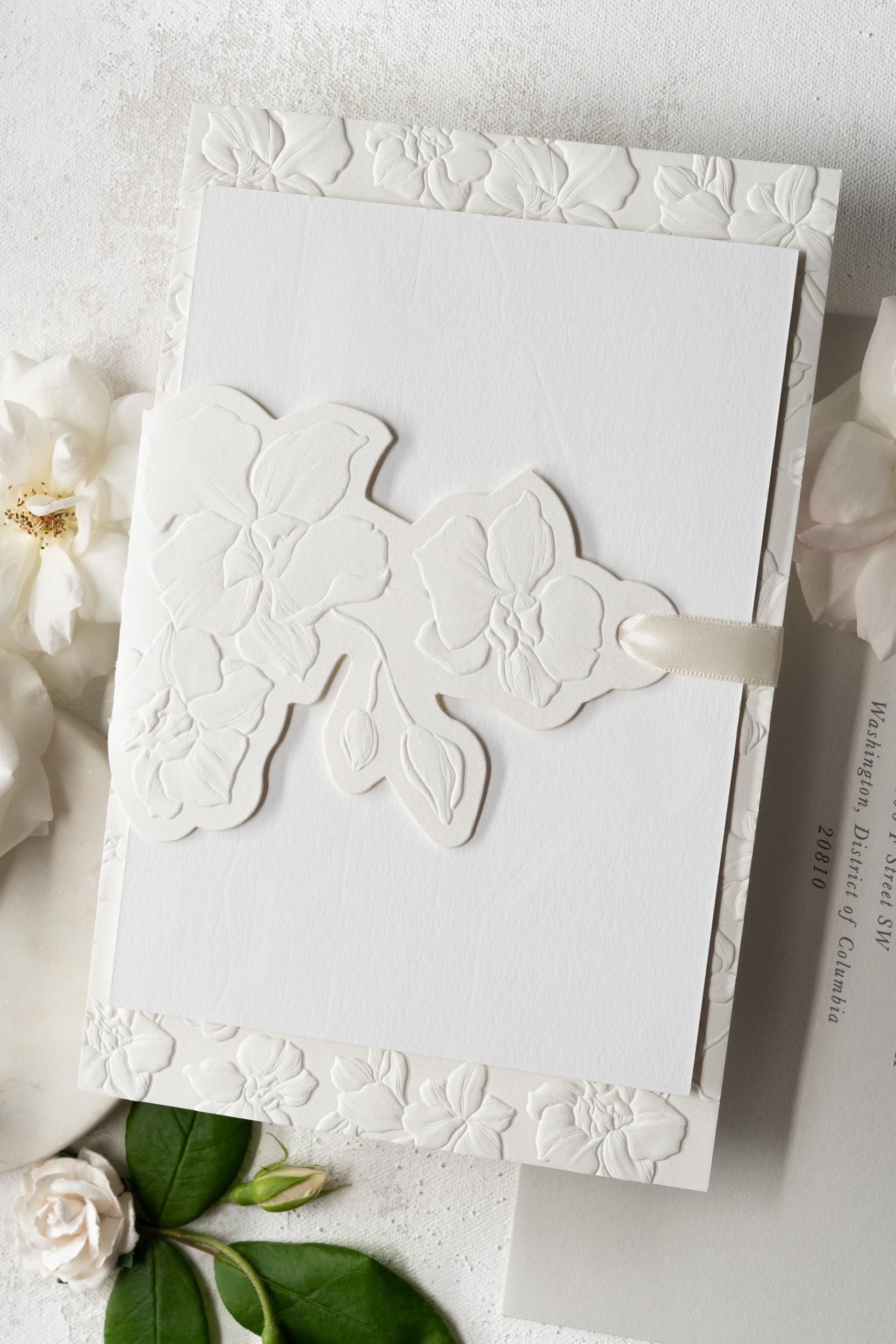 Romantic neutral wedding invitation suite