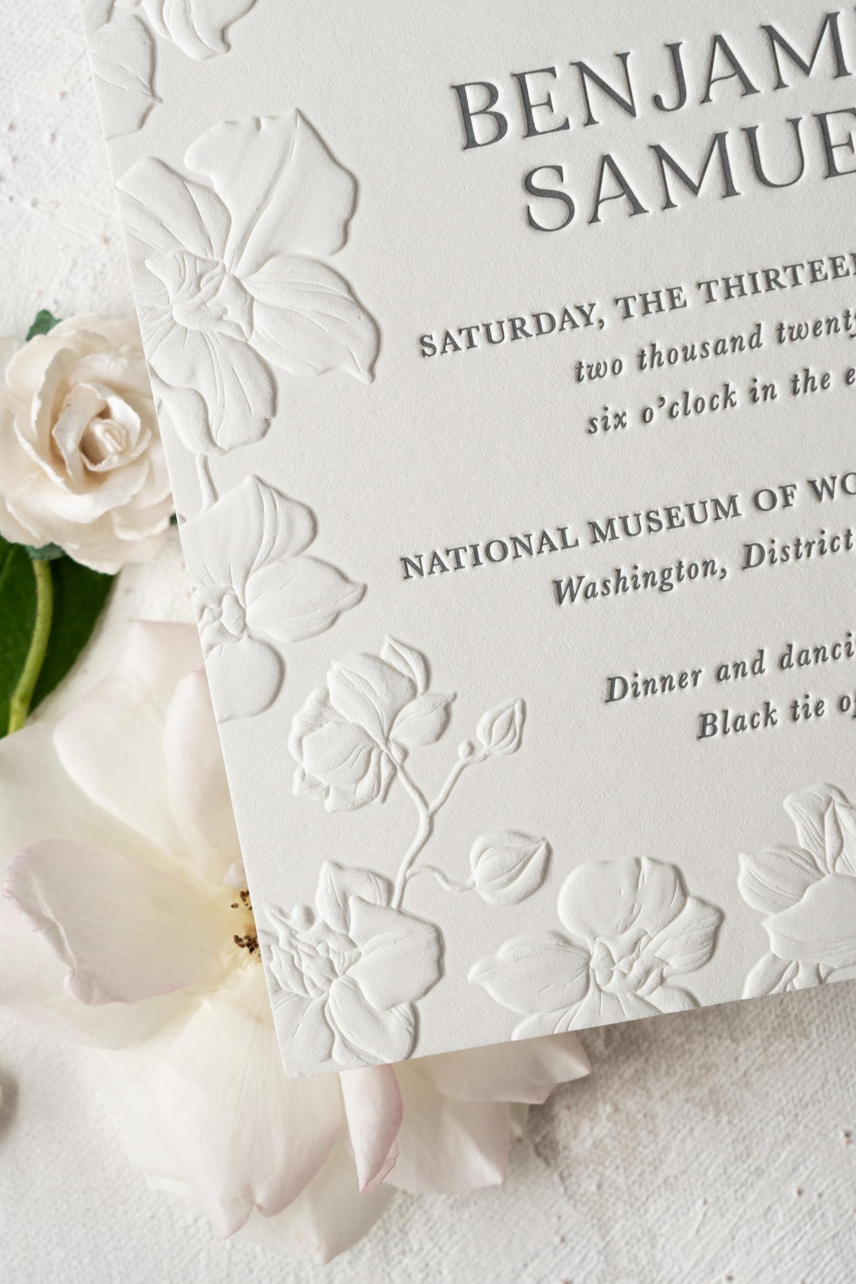 Romantic neutral wedding invitation suite